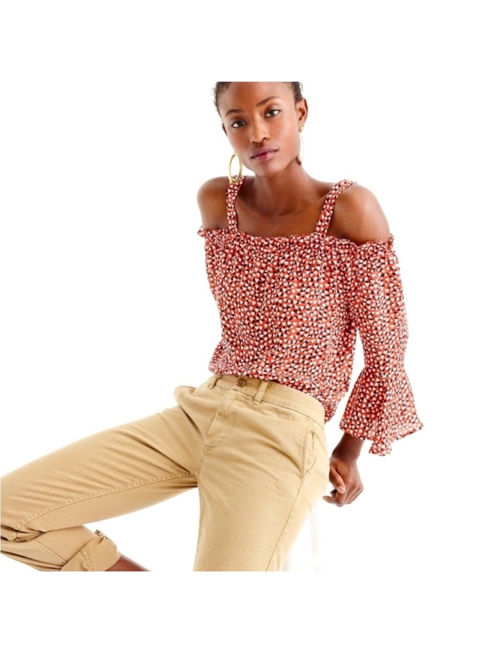J. Crew Red Heart-Print Dress with Navy and White Accents